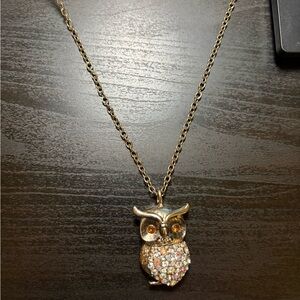 Gold Owl Pendant Necklace with Call Outs